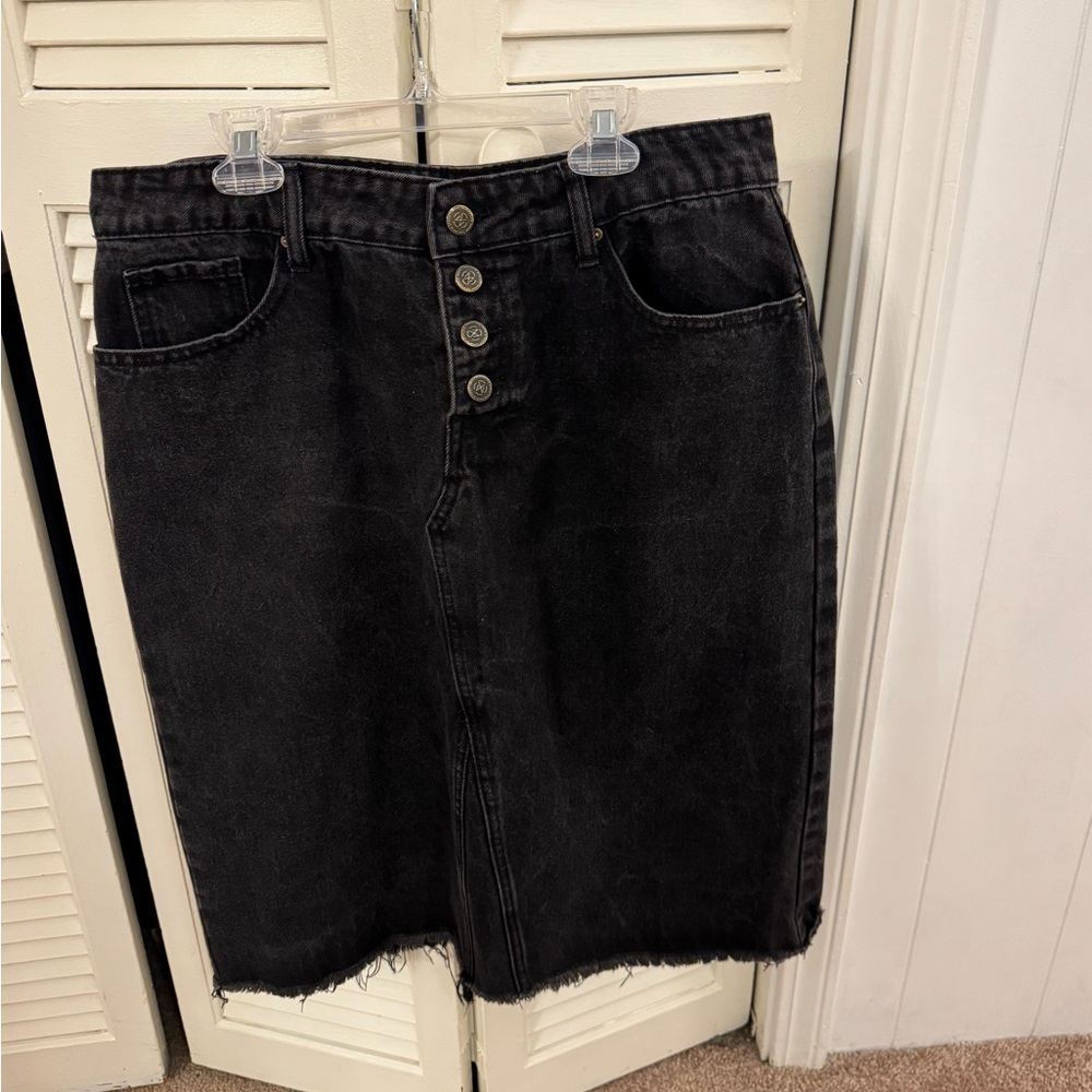 Black Denim Pencil Skirt